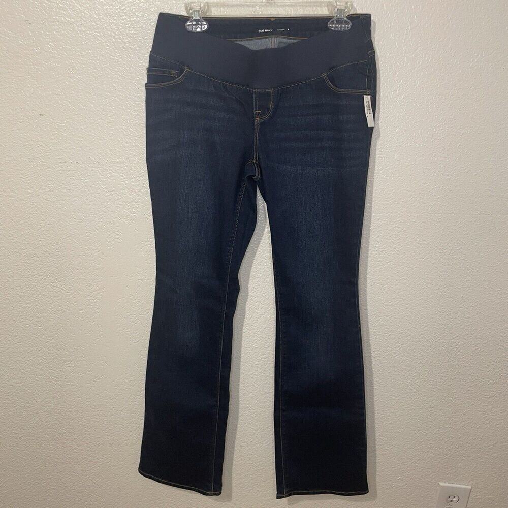 Old Navy Maternity Jeans Low Rise Bootcut Pull On Denim Size 6 Dark Wash NEW NWT